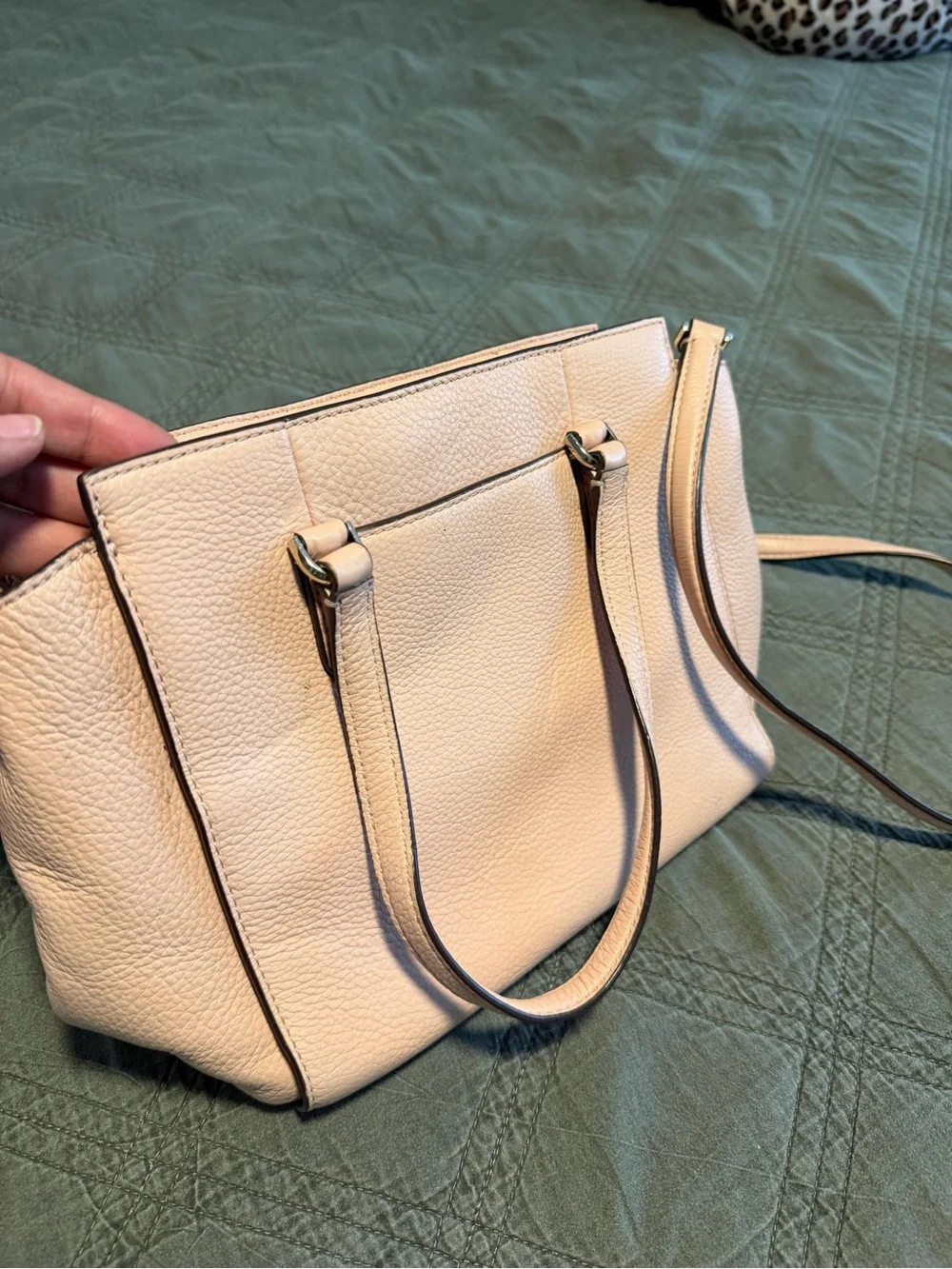 kate spade Pebbled Leather Shoulder Bag in Light Beige/pink nude